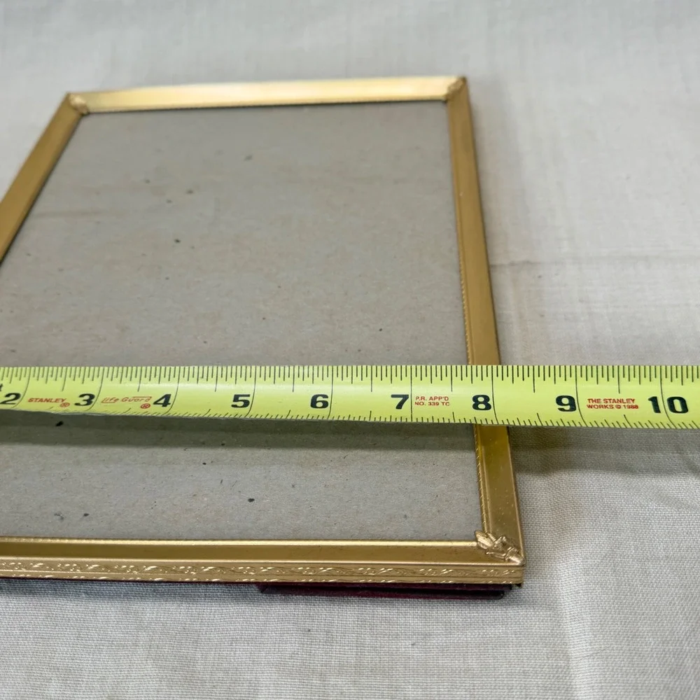 Vintage Gold Metal Tabletop Picture Frame 8x10 Ornate Corner Desk Frame 1950s